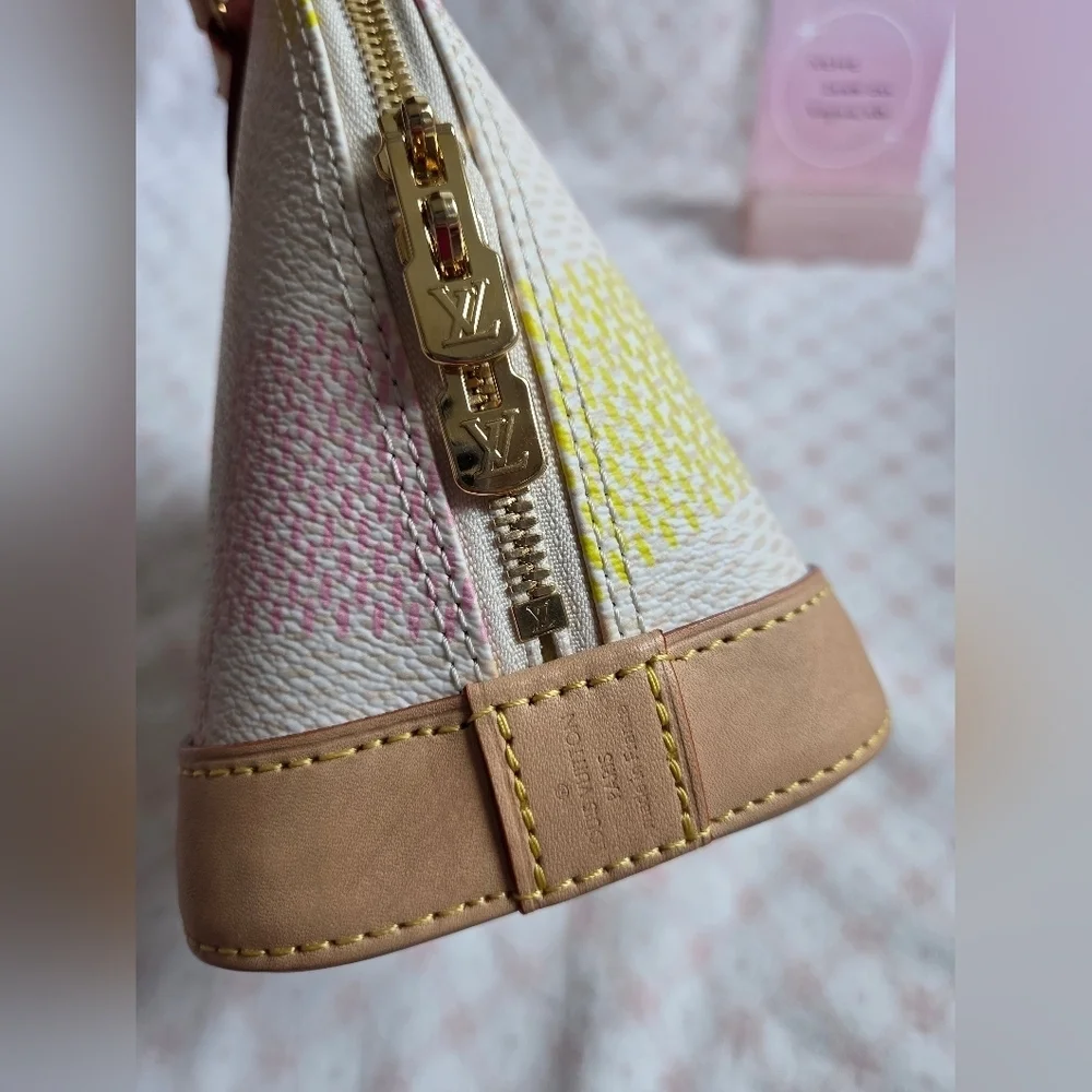 Louis Vuitton Giant Damier Top Handle Bag | Neutral Coated Canvas | Authentic